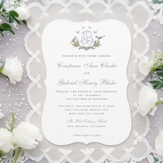 Love Birds "B" Monogram Weditation Einladung