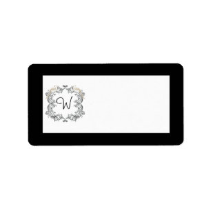 Love Birds Black/White Wedding Mailing Label Adressaufkleber