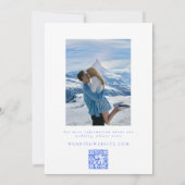 Love Birds Blue Chinoiserie QR Code Foto Hochzeit Save The Date (Rückseite)