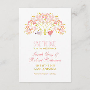 Love Birds Blume Tree Hochzeit speichern Sie die D Save The Date