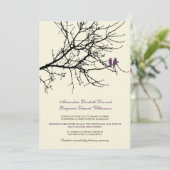 Love Birds Branch Wedding Invitation (plum) Einladung (Stehend Vorderseite)