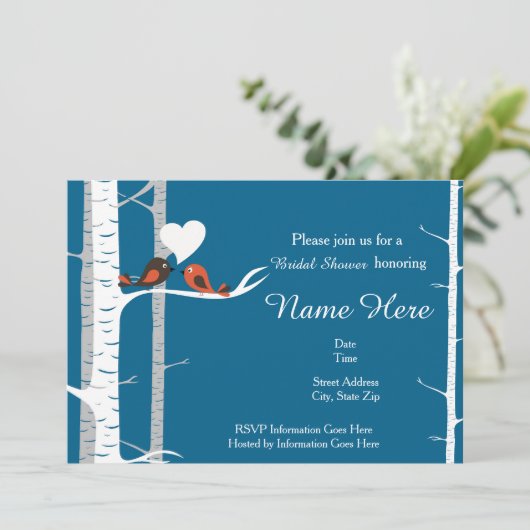 Love Birds Brautparty oder Probe Einladung (Stehend Vorderseite)