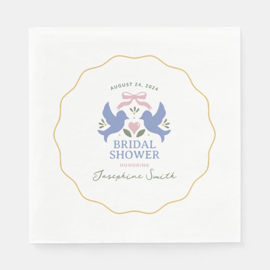 Love Birds Brautparty Serviette (Vorderseite)