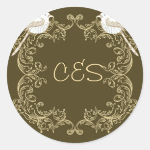 Love Birds Brown/Creme Wedding Envelopers Stickers