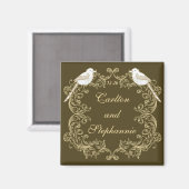 Love Birds Brown/Creme Wedding Magnet (Vorderseite/Rückseite)