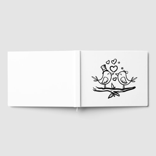 Love Birds Cartoon Lovebirds Schwarz-weiß Hochzeit Gästebuch (Voll)