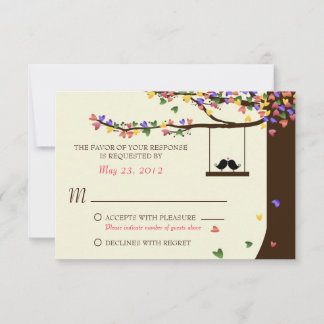 Love Birds Colorful Hearts Oak Tree UAWG RSVP Karte