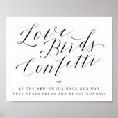 Love Birds Confetti Seeds Kalligrafie Hochzeitszei Poster (Vorne)