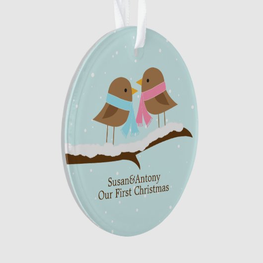 Love Birds Couple Personalisierte Weihnachten Ornament (Vorderseite)