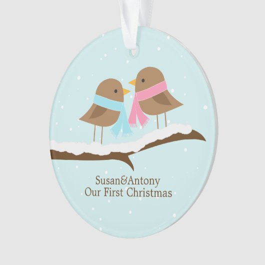 Love Birds Couple Personalisierte Weihnachten Ornament (Vorderseite)