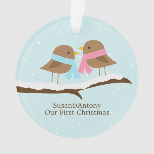 Love Birds Couple Personalisierte Weihnachten Ornament (Vorderseite)