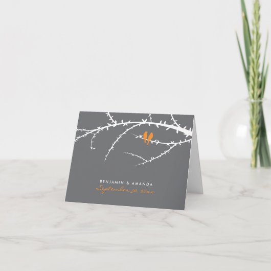 Love Birds Custom Danke Card (orange) (Vorderseite)