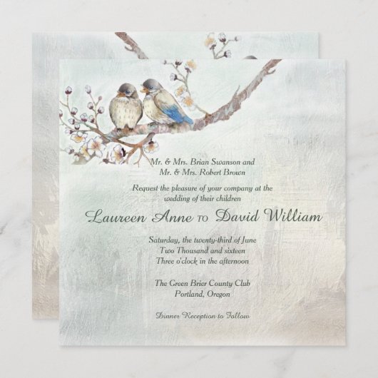 Love Birds Custom Wedding Einladung (Vorne/Hinten)