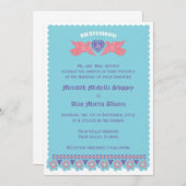 Love Birds Einladung - Türkis und Korallen (Vorne/Hinten)