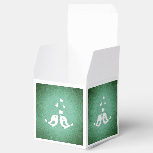 Love Birds Elegante Green Geschenkschachtel (Geöffnet)