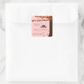 Love Birds Fallende Herzen Eichenbaum Siegel Stick Quadratischer Aufkleber (Tasche)
