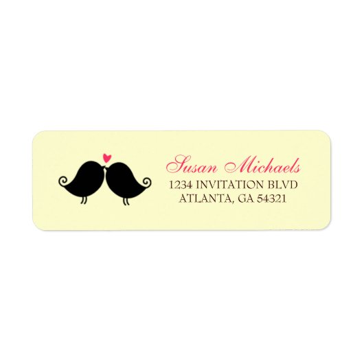 Love Birds Fallende Herzen Matching Address Label (Vorne)