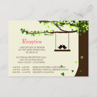 Love Birds Falling Hearts Oak Tree Empfang Card Begleitkarte