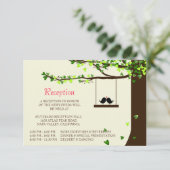 Love Birds Falling Hearts Oak Tree Empfang Card Begleitkarte (Stehend Vorderseite)