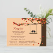 Love Birds Falling Hearts Oak Tree Empfang Card Einladung (Stehend Vorderseite)