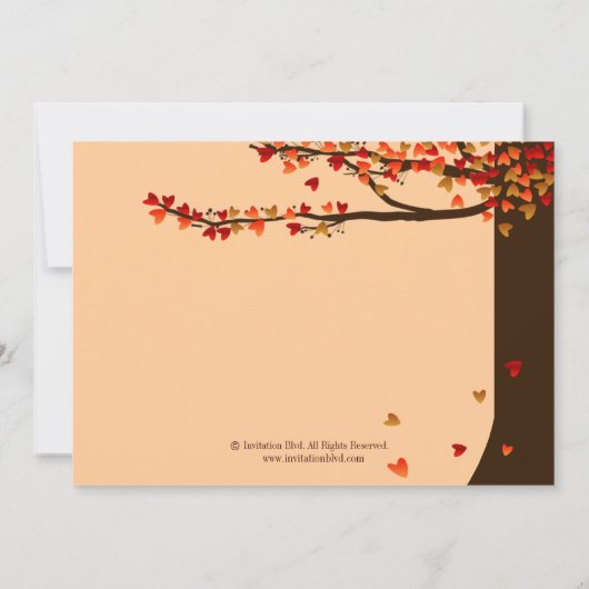 Love Birds Falling Hearts Oak Tree Save the Date (Rückseite)