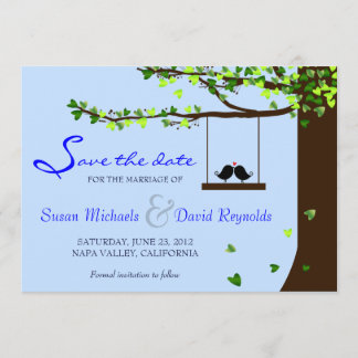 Love Birds Falling Hearts Oak Tree Save the Date