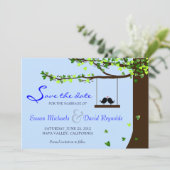 Love Birds Falling Hearts Oak Tree Save the Date (Stehend Vorderseite)