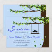Love Birds Falling Hearts Oak Tree Save the Date (Vorne/Hinten)