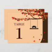 Love Birds Falling Hearts Oak Tree Tischnummer (Vorne/Hinten)