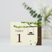Love Birds Falling Hearts Oak Tree Tischnummer (Stehend Vorderseite)