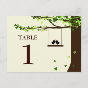 Love Birds Falling Hearts Oak Tree Tischnummer