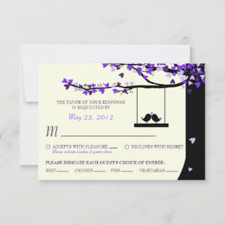 Love Birds Falling Hearts Oak Tree UAWG (Mahlzeit) RSVP Karte