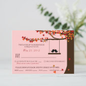 Love Birds Falling Hearts Oak Tree UAWG (Mahlzeit) RSVP Karte (Stehend Vorderseite)