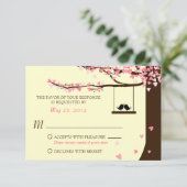 Love Birds Falling Hearts Oak Tree UAWG RSVP Karte (Stehend Vorderseite)