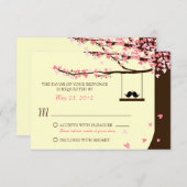 Love Birds Falling Hearts Oak Tree UAWG RSVP Karte (Vorne/Hinten)