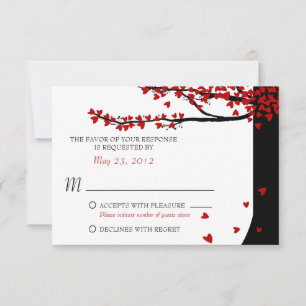 Love Birds Falling Hearts Red Black UAWG RSVP Karte