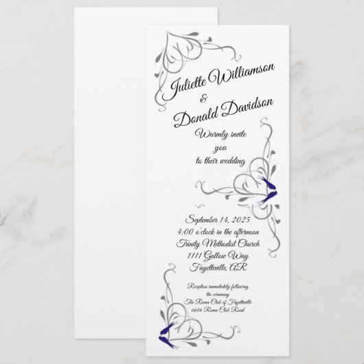 Love Birds Flat Wedding Einladung (Vorne/Hinten)