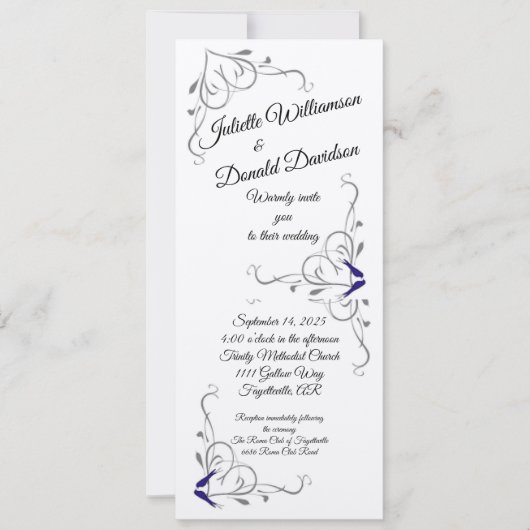 Love Birds Flat Wedding Einladung (Vorderseite)