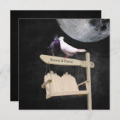 Love Birds Full Moon Night Wedding Einladungen (Vorne/Hinten)
