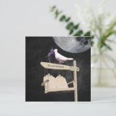 Love Birds Full Moon Night Wedding Einladungen (Stehend Vorderseite)