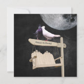 Love Birds Full Moon Night Wedding Einladungen (Vorderseite)