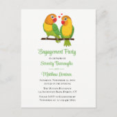 Love Birds Green Yellow Lovebird Engagement Party Einladungspostkarte (Vorderseite)