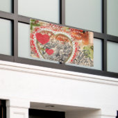 Love Birds Heart Red Art Collage Banner (Äußeres Gebäude)