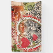 Love Birds Heart Red Art Collage Banner (Vertikal)