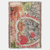 Love Birds Heart Red Art Collage Decke (Vorderseite Vertikal)