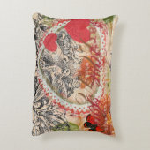 Love Birds Heart Red Art Collage Dekokissen (Rückseite(Vertikal))