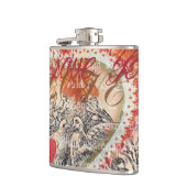 Love Birds Heart Red Art Collage Flachmann (Links)