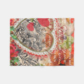 Love Birds Heart Red Art Collage Fleecedecke (Vorderseite (Horizontal))