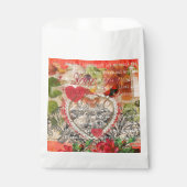 Love Birds Heart Red Art Collage Geschenktütchen (Vorderseite)