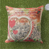 Love Birds Heart Red Art Collage Kissen (Gras)